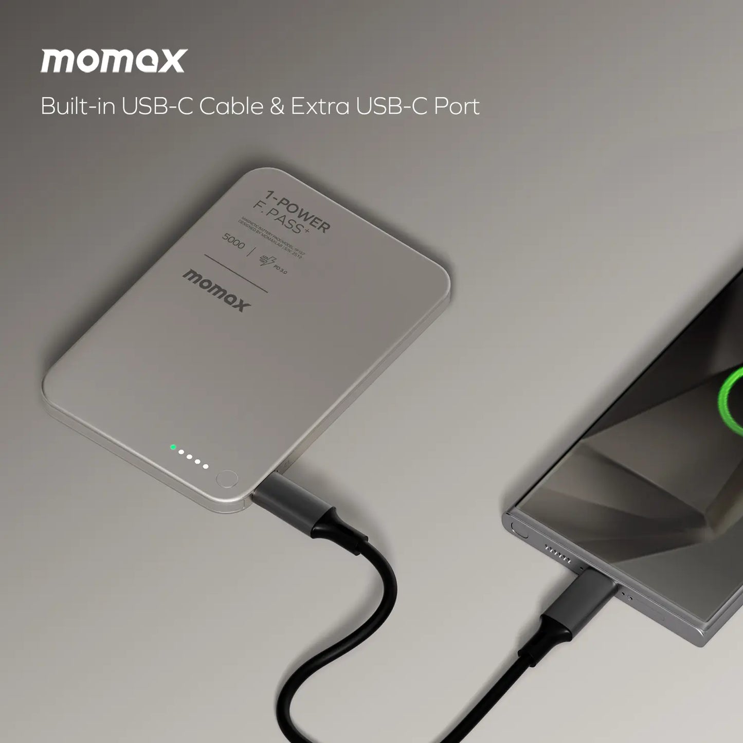 1-Power F.Pass⁺ 5000mAh Magnetic Battery Pack with Built-in Cable