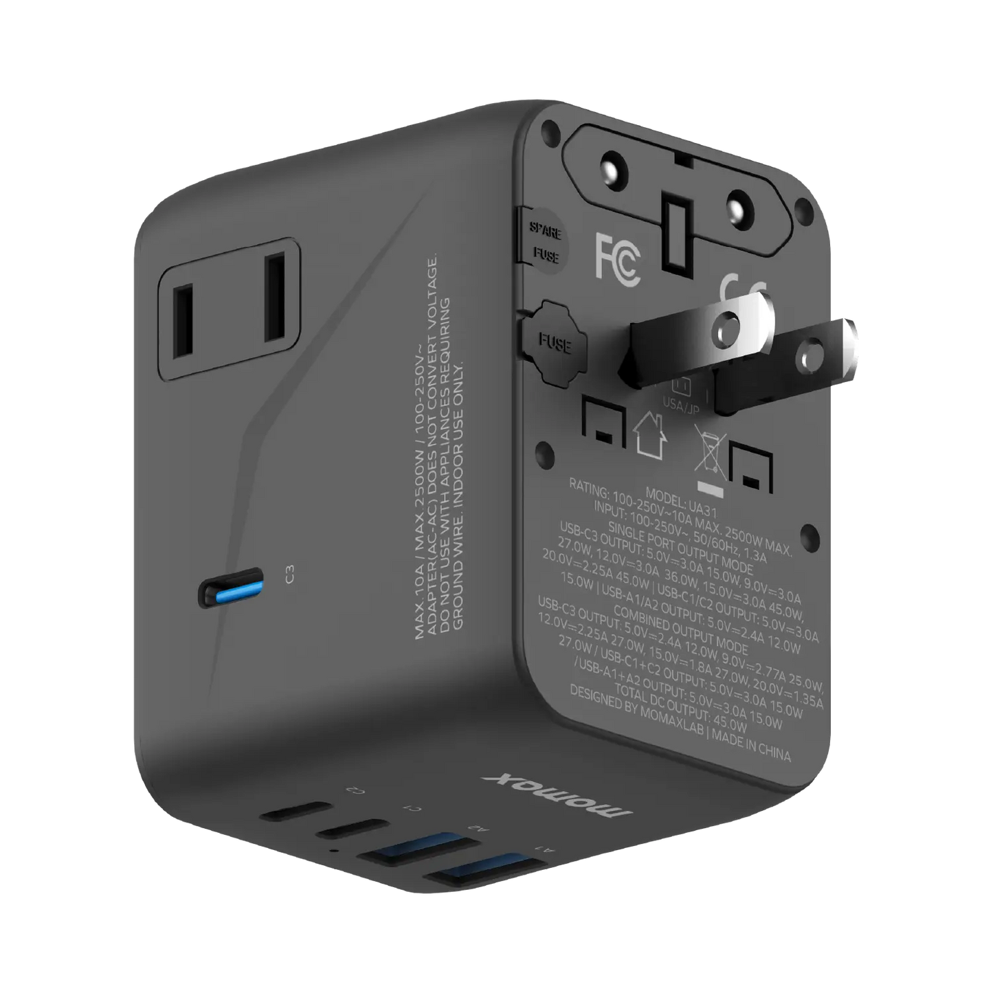 1-World²
45W 5-Port Dual AC Travel Adapter