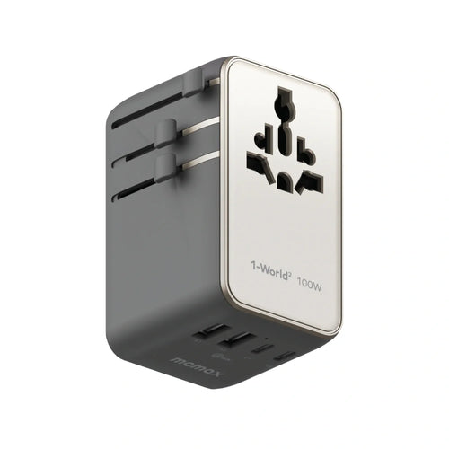 1-World² Universal 4-Port Travel GaN Charger 100W with Dual AC