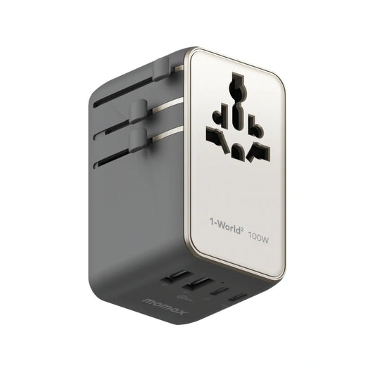 1-World² Universal 4-Port Travel GaN Charger 100W with Dual AC