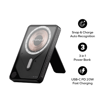 1-Power X Pro Magnetic Wireless Power Bank 5000mAh With Built-In USB-C Cable