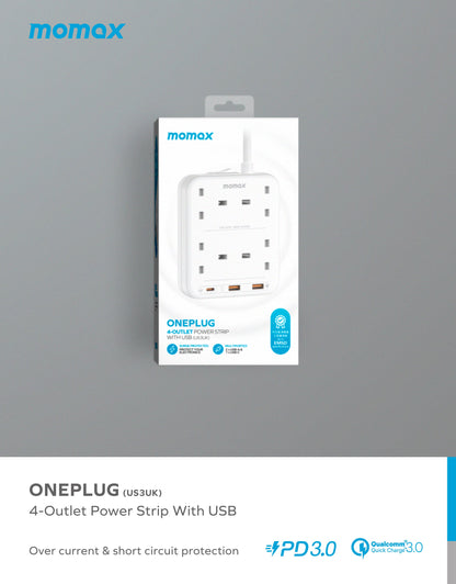 OnePlug 4 Outlet Power Strip With USB