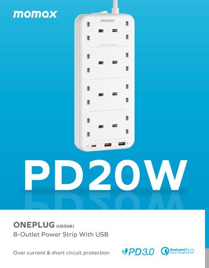 Oneplug 8-Outlet Power Strip With USB