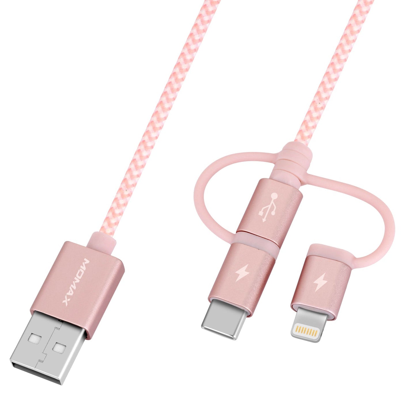 OneLink 3-in-1 USB-A to Micro USB & Lightning & USB-C Braided Cable 1m