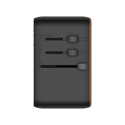 1-World+ 3-Port Travel Charger Built-In USB-C Cable 25W