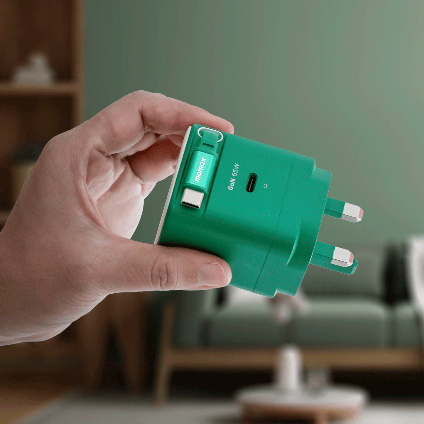 1-Charge+ 1-Port GaN Charger With Built-In USB-C Cable 65W