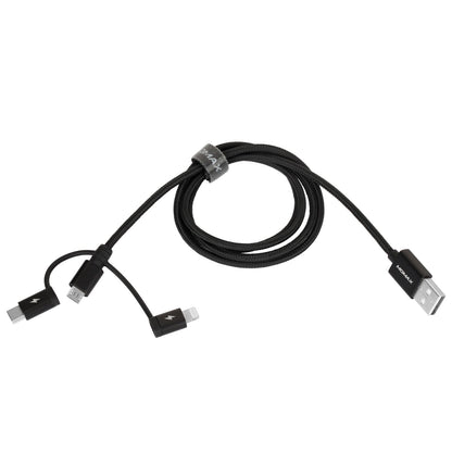 OneLink 3-in-1 USB-A to Micro USB & Lightning & USB-C Braided Cable 1m