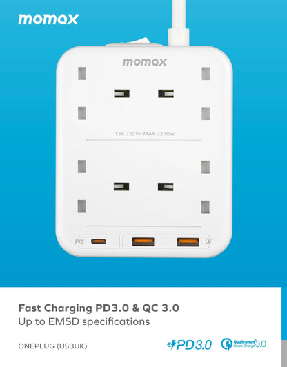 OnePlug 4 Outlet Power Strip With USB