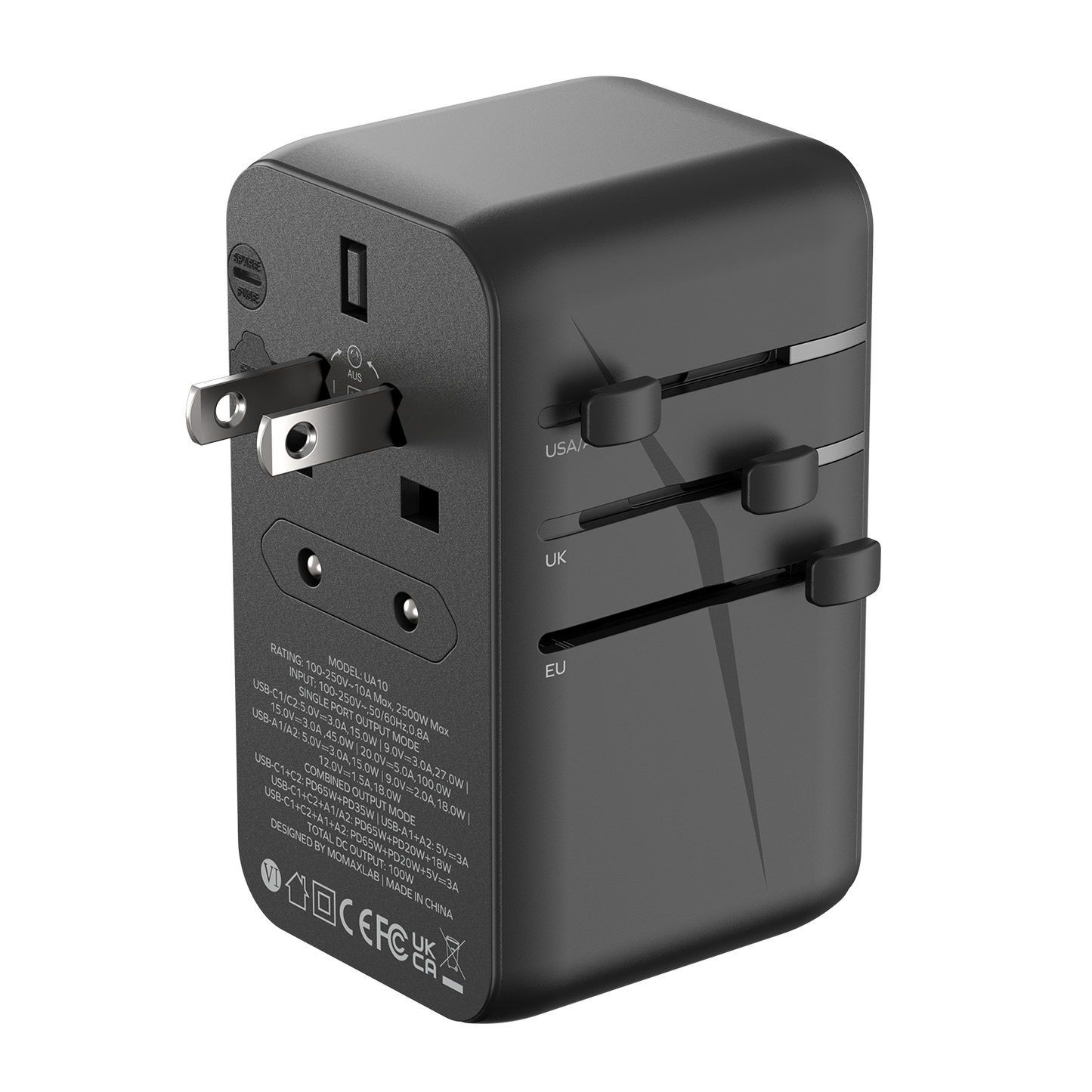 1-World Universal 4-Port Travel GaN Charger 100W