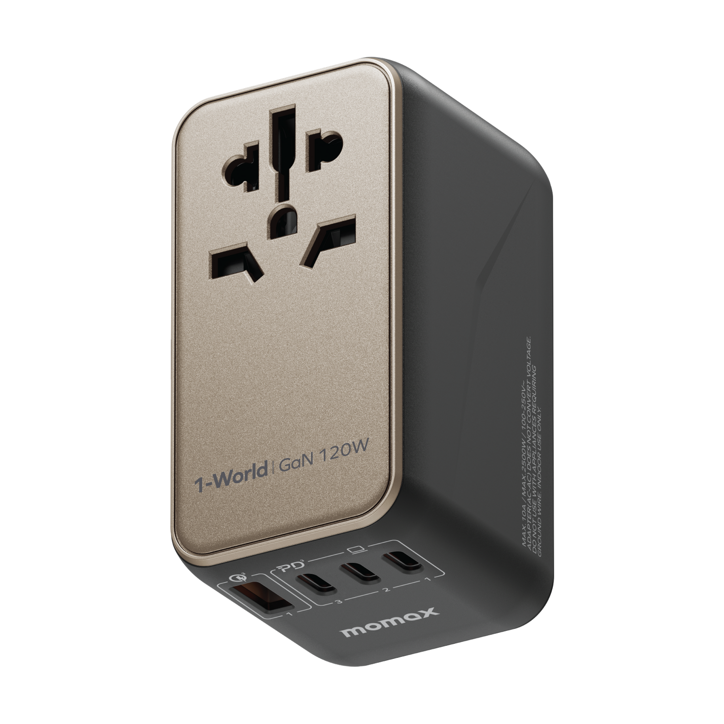 1-World Universal 4-Port Travel GaN Charger 120W + USB-C Cable