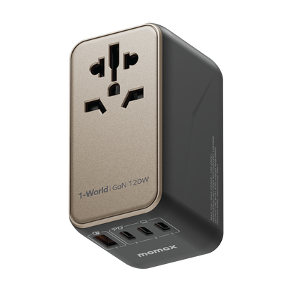 1-World Universal 4-Port Travel GaN Charger 120W + USB-C Cable
