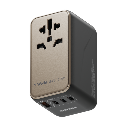 1-World Universal 4-Port Travel GaN Charger 120W + USB-C Cable