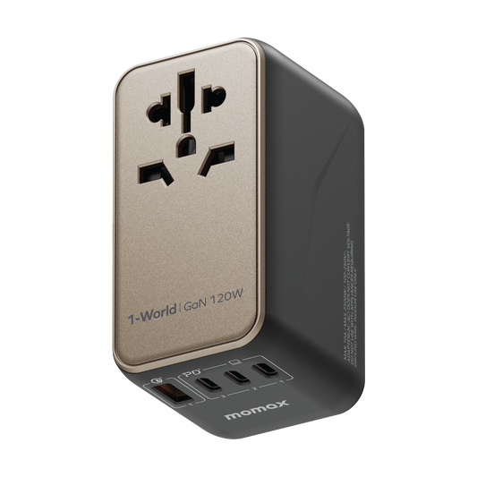 1-World Universal 4-Port Travel GaN Charger 120W + USB-C Cable