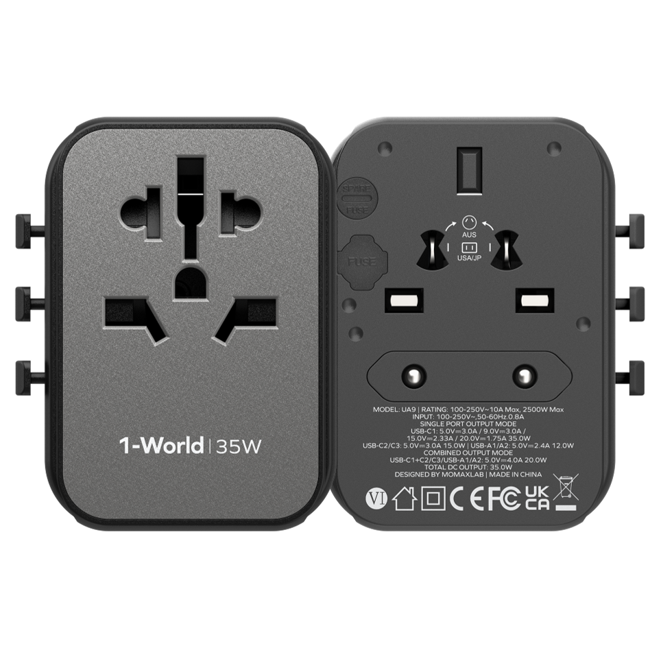 1-World 5-Port Travel Charger 35W