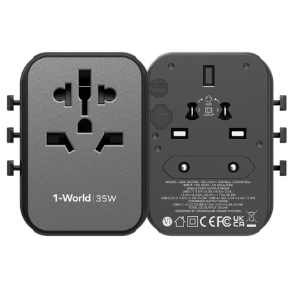 1-World 5-Port Travel Charger 35W