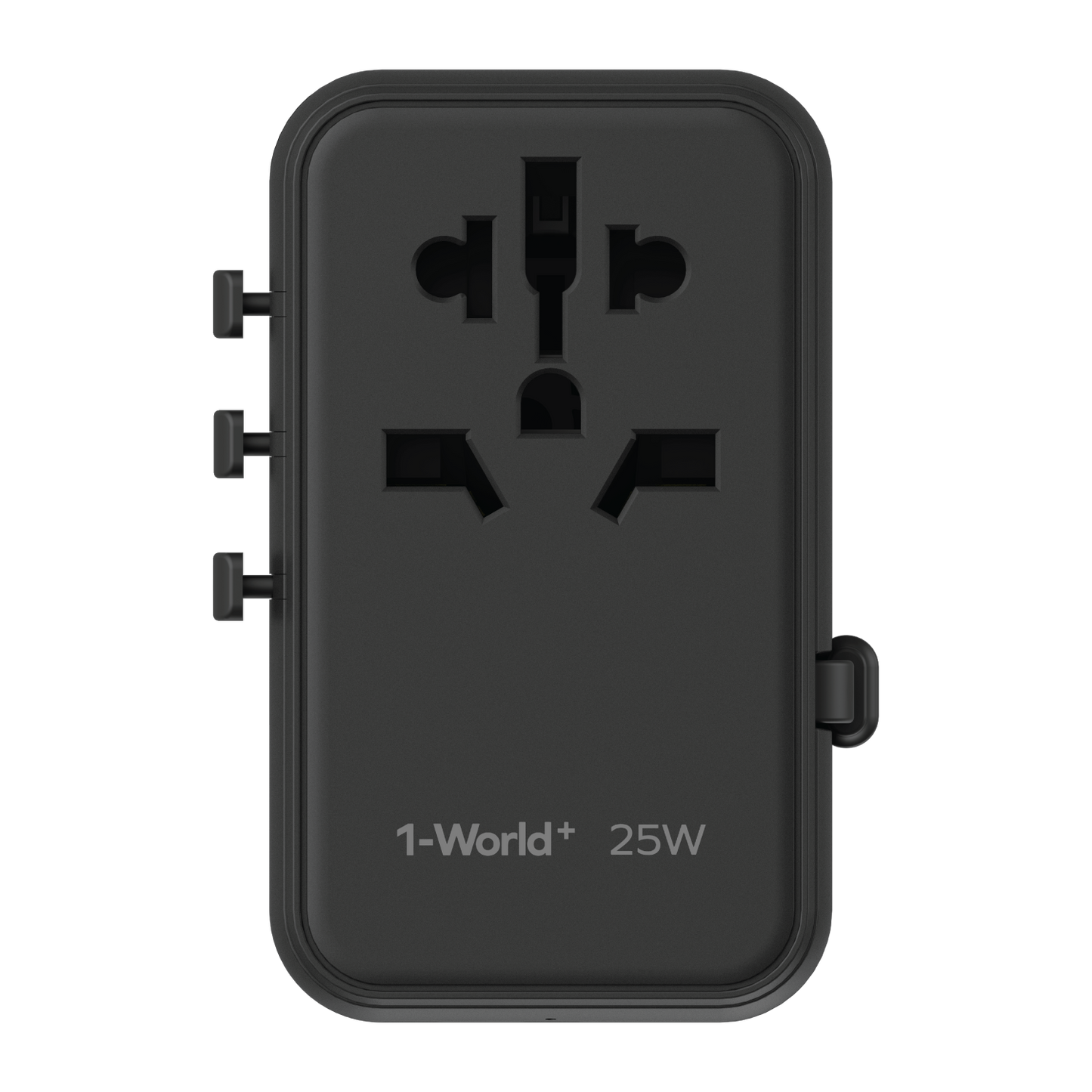 1-World+ 3-Port Travel Charger Built-In USB-C Cable 25W
