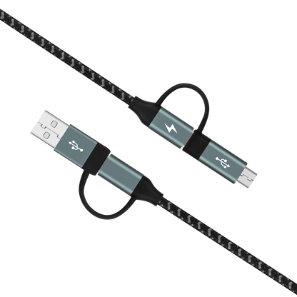 OneLink 4-in-1 USB-A & USB-C to Micro USB & USB-C Braided Cable 60W 1.2m