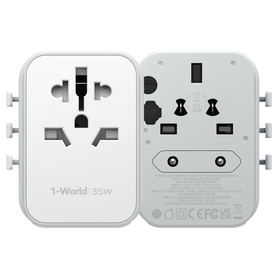 1-World 5-Port Travel Charger 35W