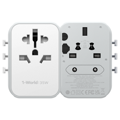 1-World 5-Port Travel Charger 35W