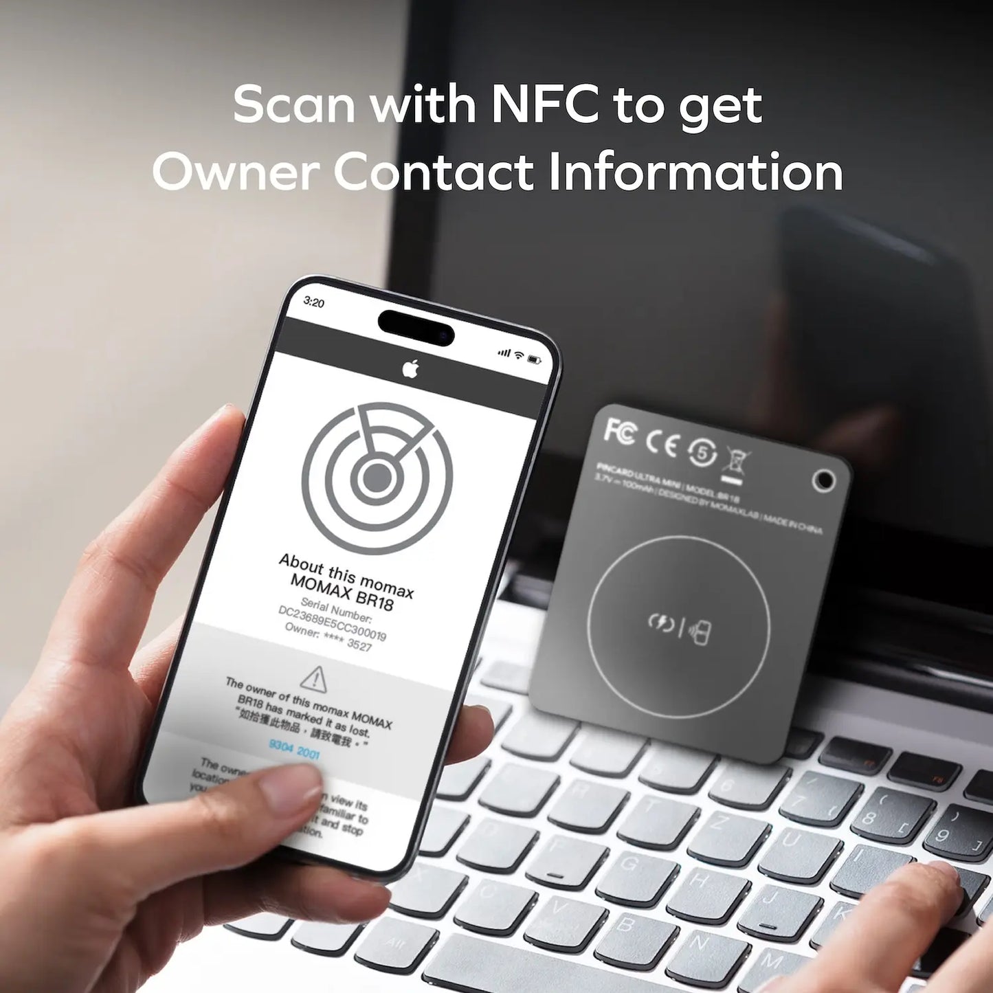 PinCard Ultra Mini Rechargeable Find My Mini Locator with UWB