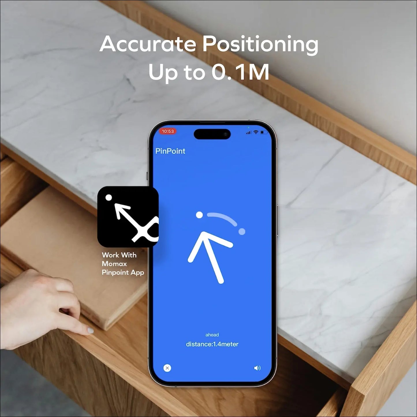 PinCard Ultra Mini Rechargeable Find My Mini Locator with UWB