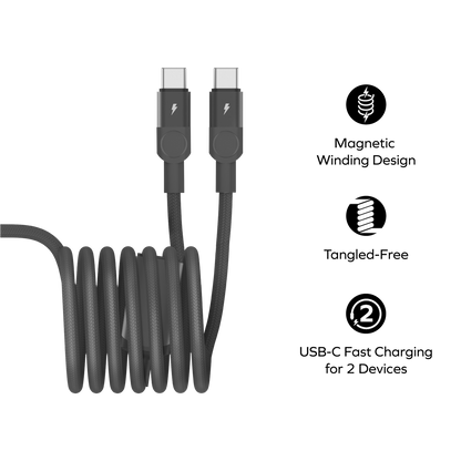 Mag.Link Magnetic USB-C to 2 USB-Cs Cable 100W 2m