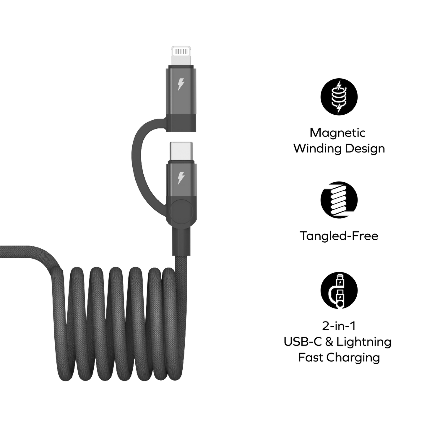 Mag.Link Duo Magnetic USB-C to USB-C & Lightning Cable 60W Up to 2m