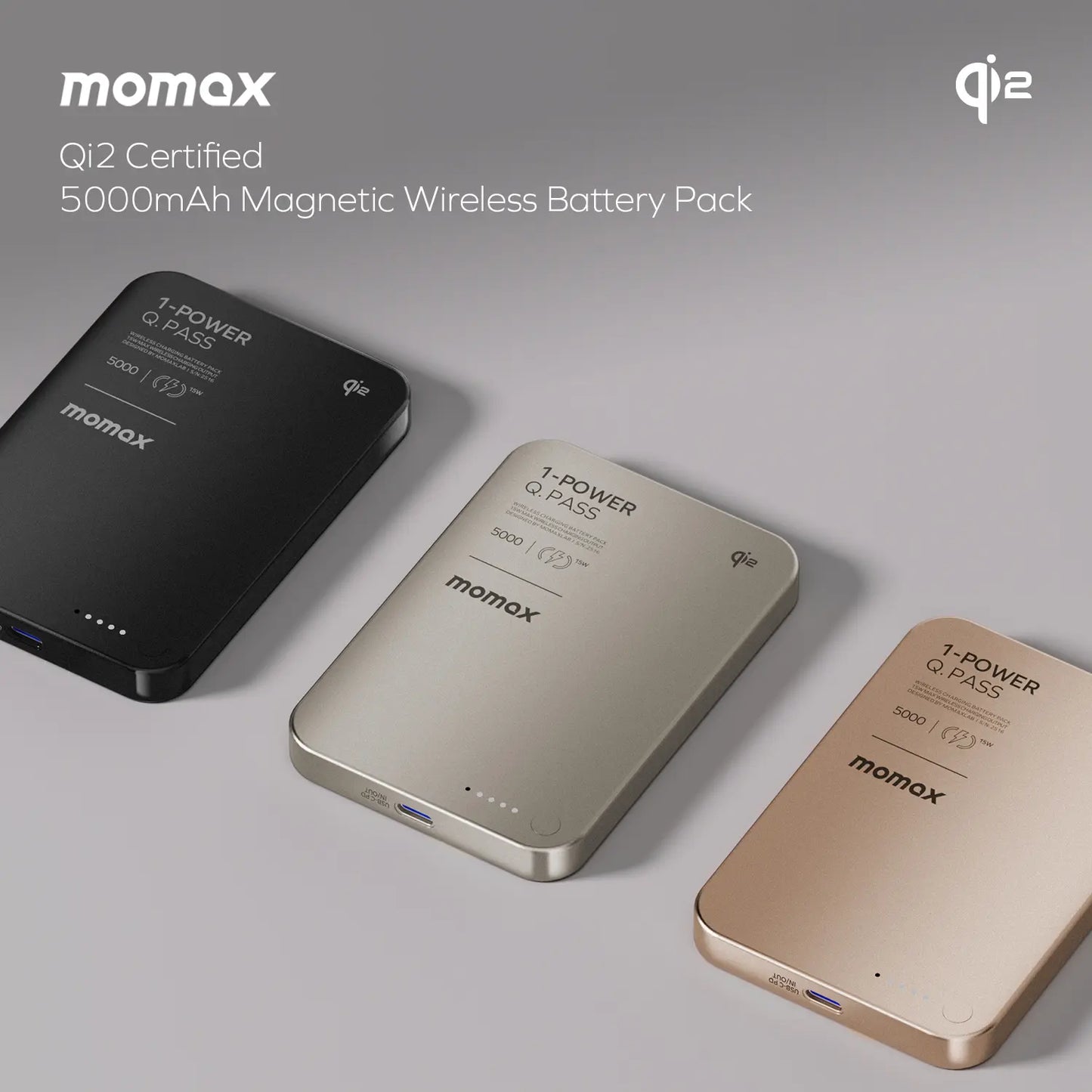1-Power Q.Pass Qi2 Magnetic Wireless Power Bank 5000mAh