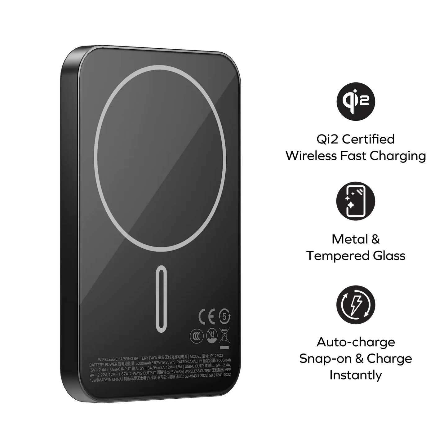 1-Power Q.Pass Qi2 Magnetic Wireless Power Bank 5000mAh