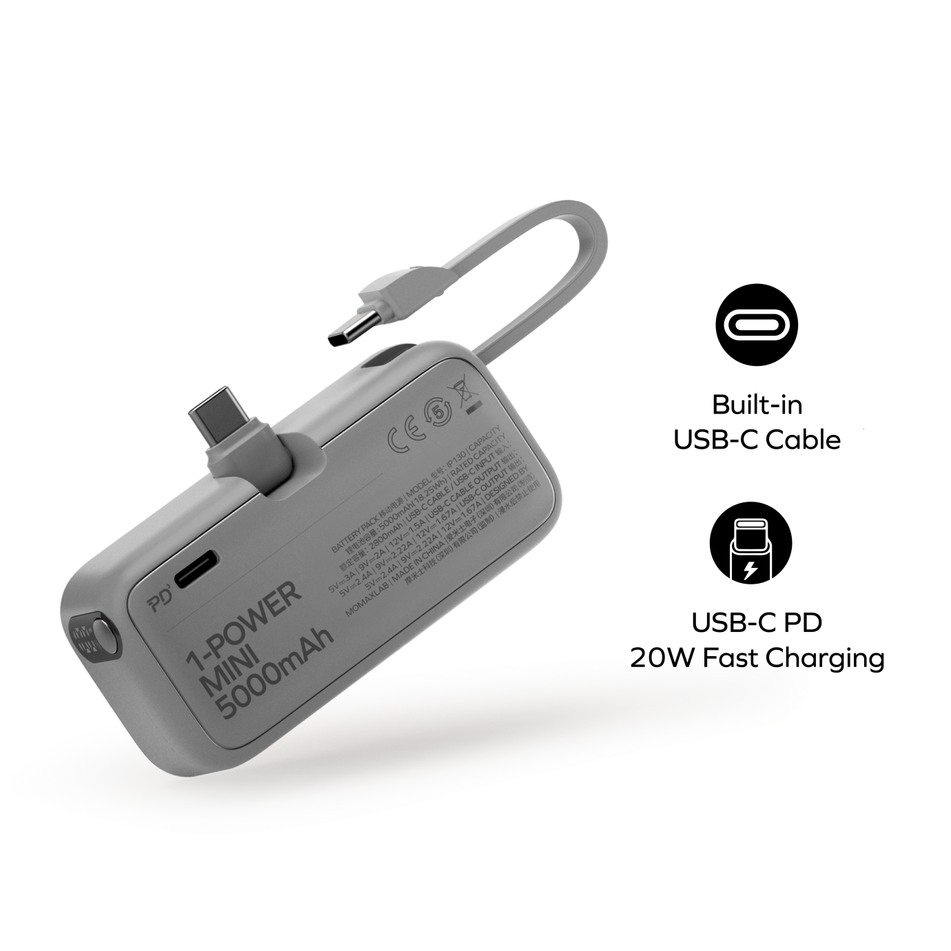 1-Power Mini 3-in-1 Power Bank 5000mAh