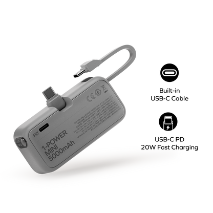 1-Power Mini 3-in-1 Power Bank 5000mAh