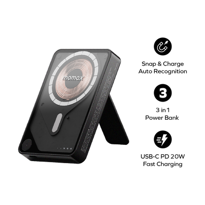 1-Power X Pro+ Magnetic Wireless Power Bank 10000mAh With Built-In USB-C Cable