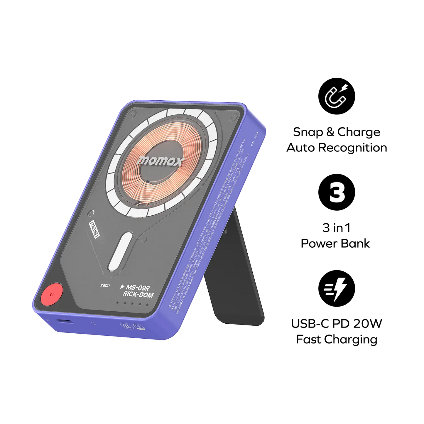 1-Power X Pro+ Magnetic Wireless Power Bank 10000mAh With Built-In USB-C Cable - Limited Edition