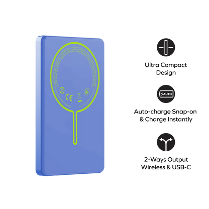 1-Power Pass Magnetic Wireless Power Bank 5000mAh