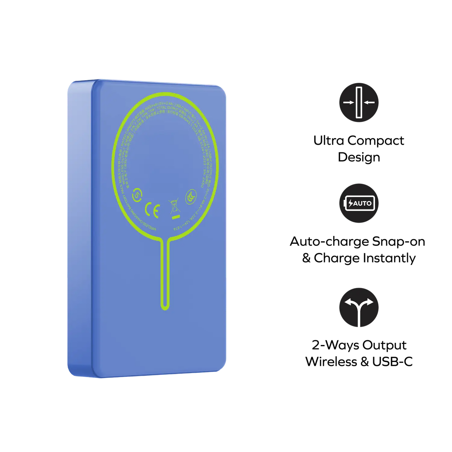 1-Power Pass Magnetic Wireless Power Bank 10000mAh