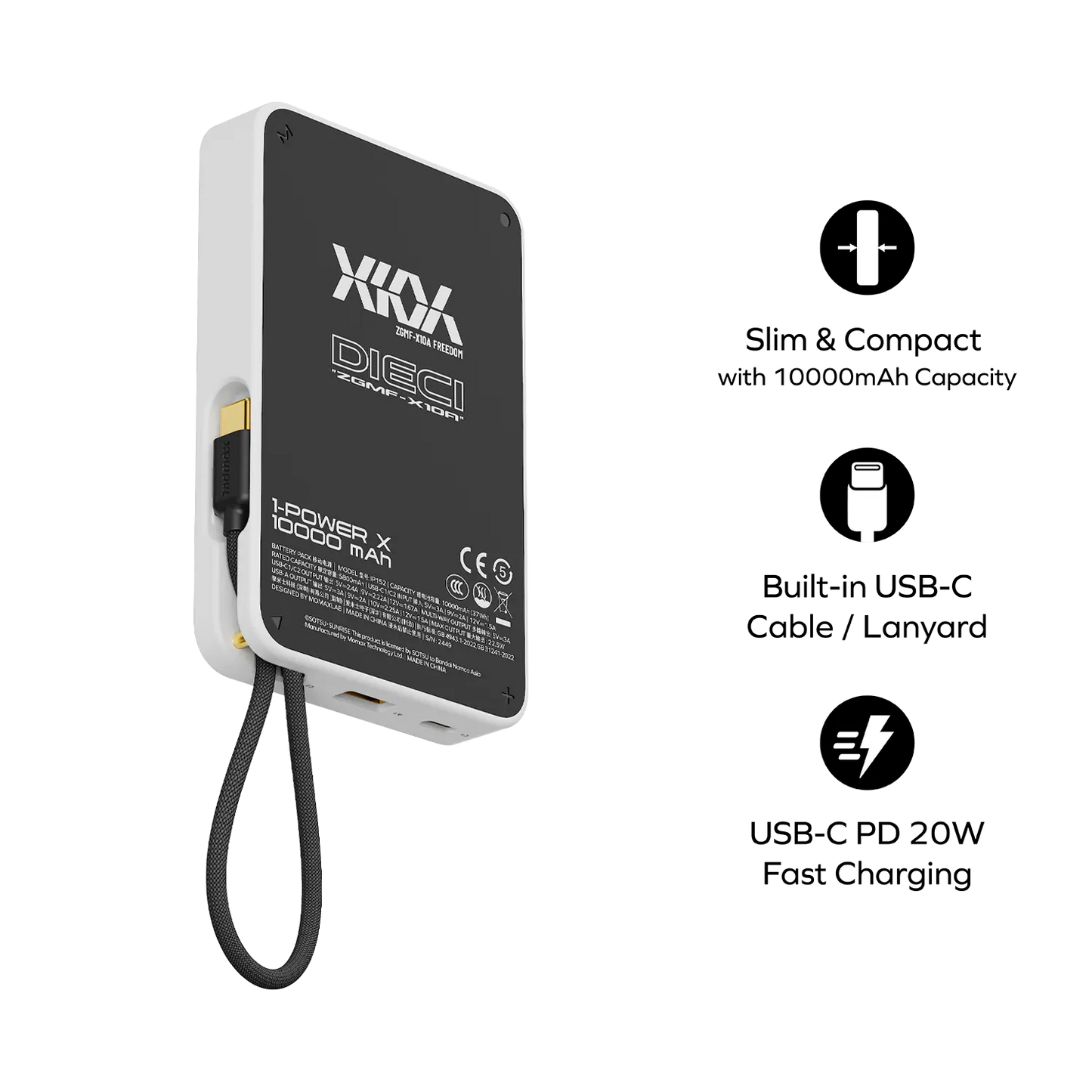 1-Power X Power Bank 10000mAh With Built-in USB-C Cable - Limited Edition