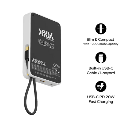 1-Power X Power Bank 10000mAh With Built-in USB-C Cable - Limited Edition