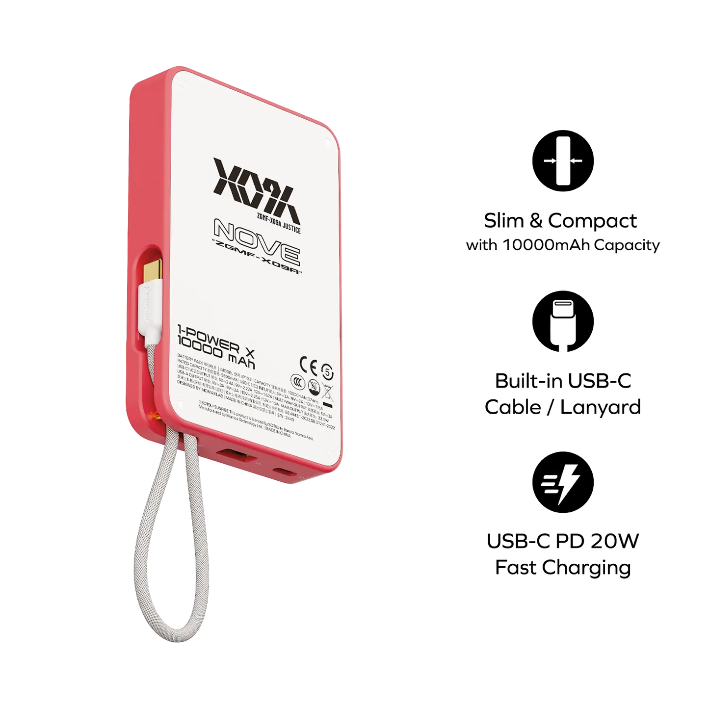 1-Power X Power Bank 10000mAh With Built-in USB-C Cable - Limited Edition