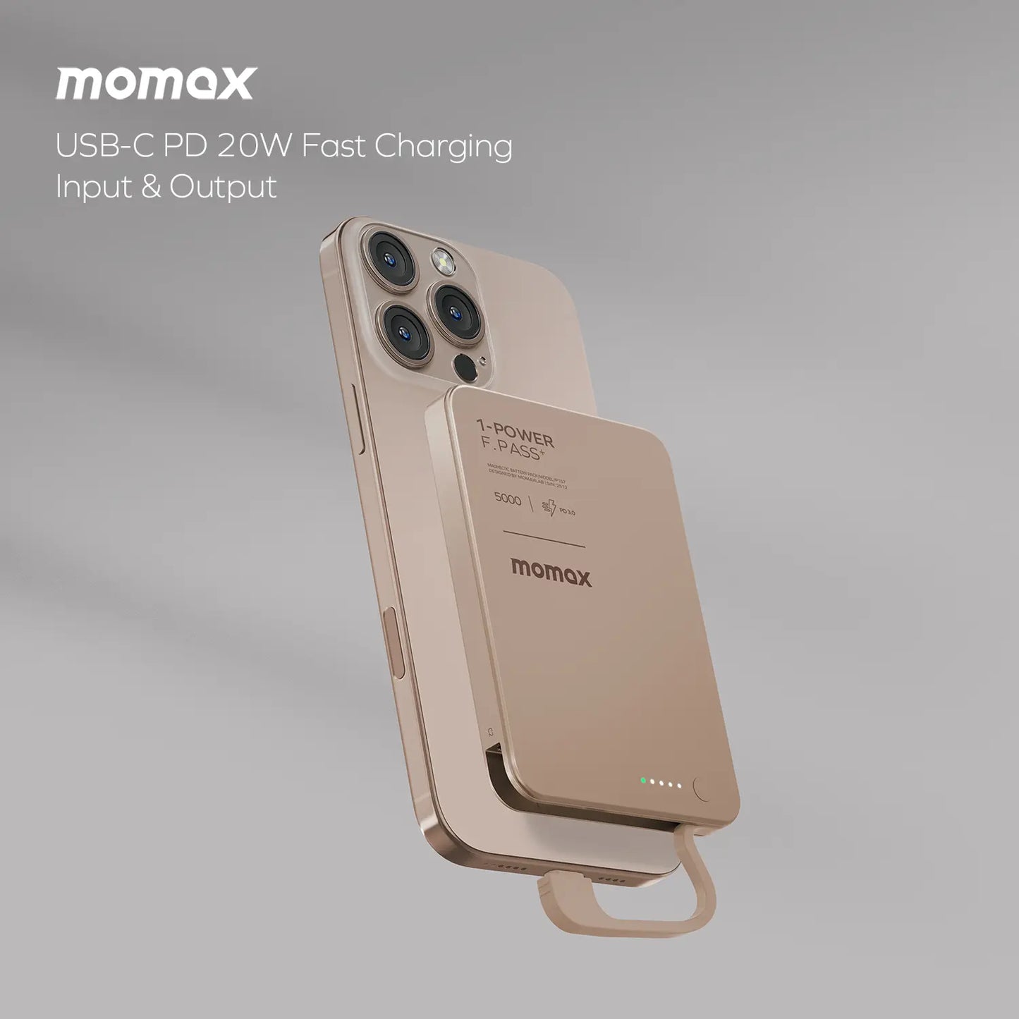 1-Power F.Pass⁺ 5000mAh Magnetic Battery Pack with Built-in Cable