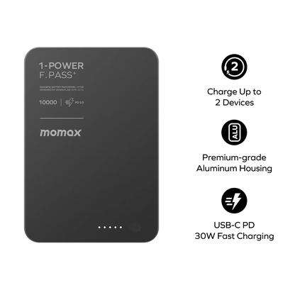 1-Power F.Pass⁺ 10000mAh Magnetic Battery Pack with Built-in Cable
