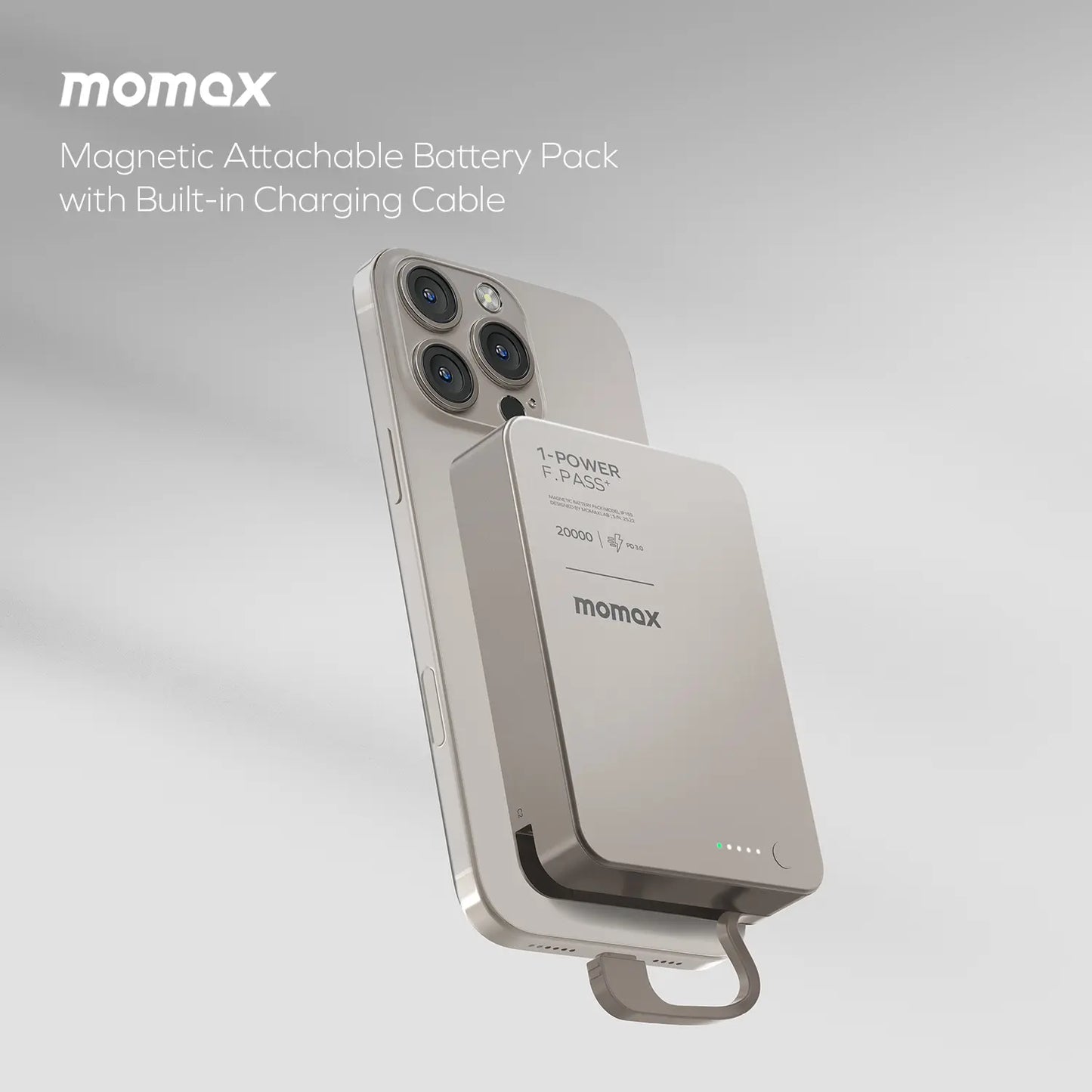 1-Power F.Pass⁺ 20000mAh Battery Pack with Built-in Cable and Magnetic Attachment