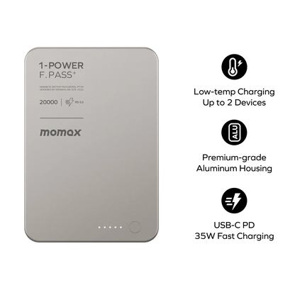 1-Power F.Pass⁺ 20000mAh Battery Pack with Built-in Cable and Magnetic Attachment