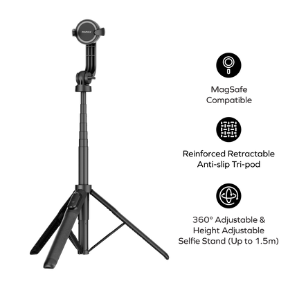 1-Snap Pole Magnetic Tripod Selfie Stick with Wireless Remote