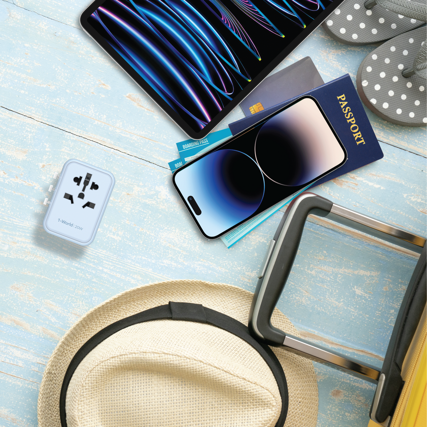 1-World 3-Port Travel Charger 20W