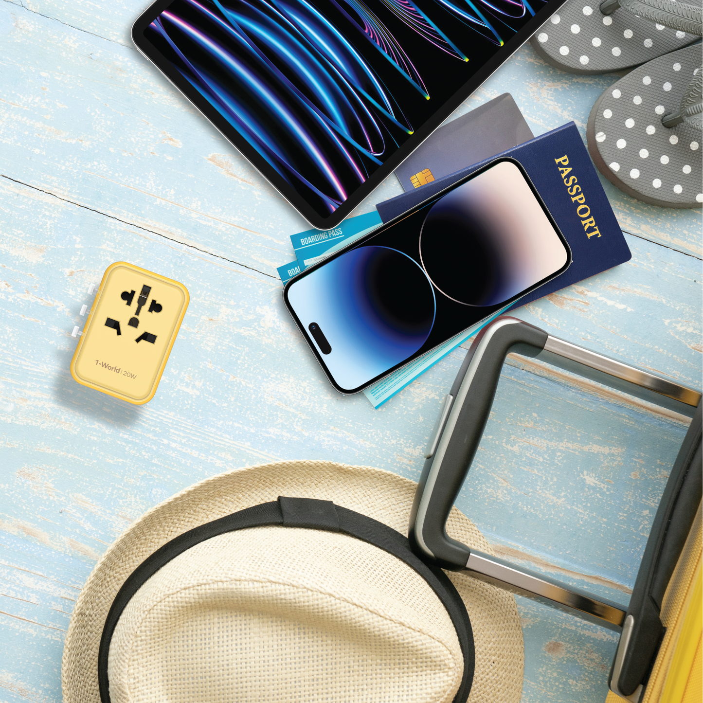 1-World 3-Port Travel Charger 20W