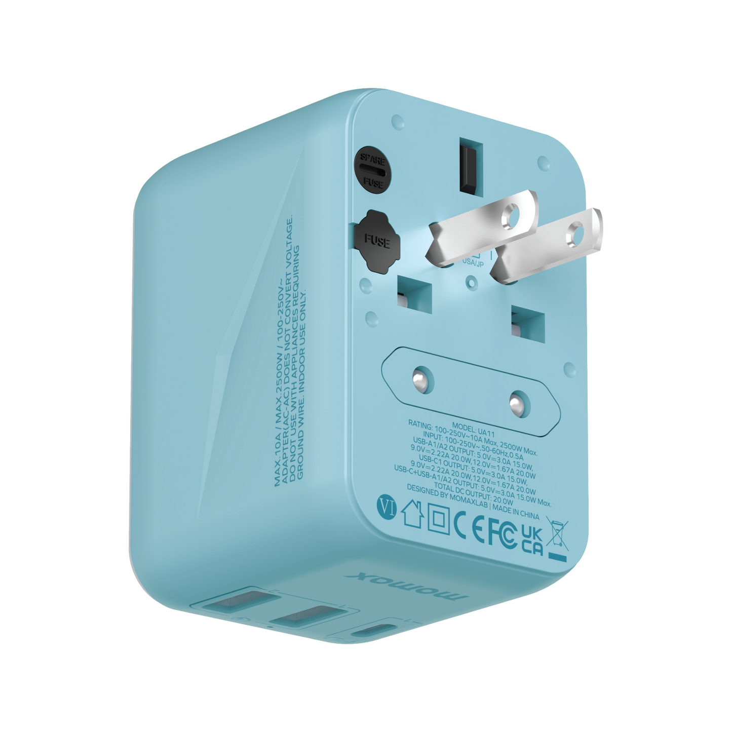 1-World 3-Port Travel Charger 20W