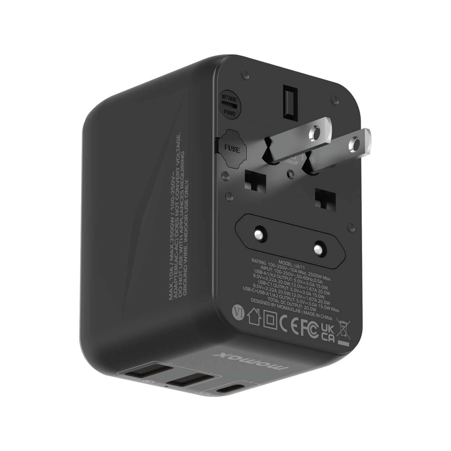 1-World 3-Port Travel Charger 20W