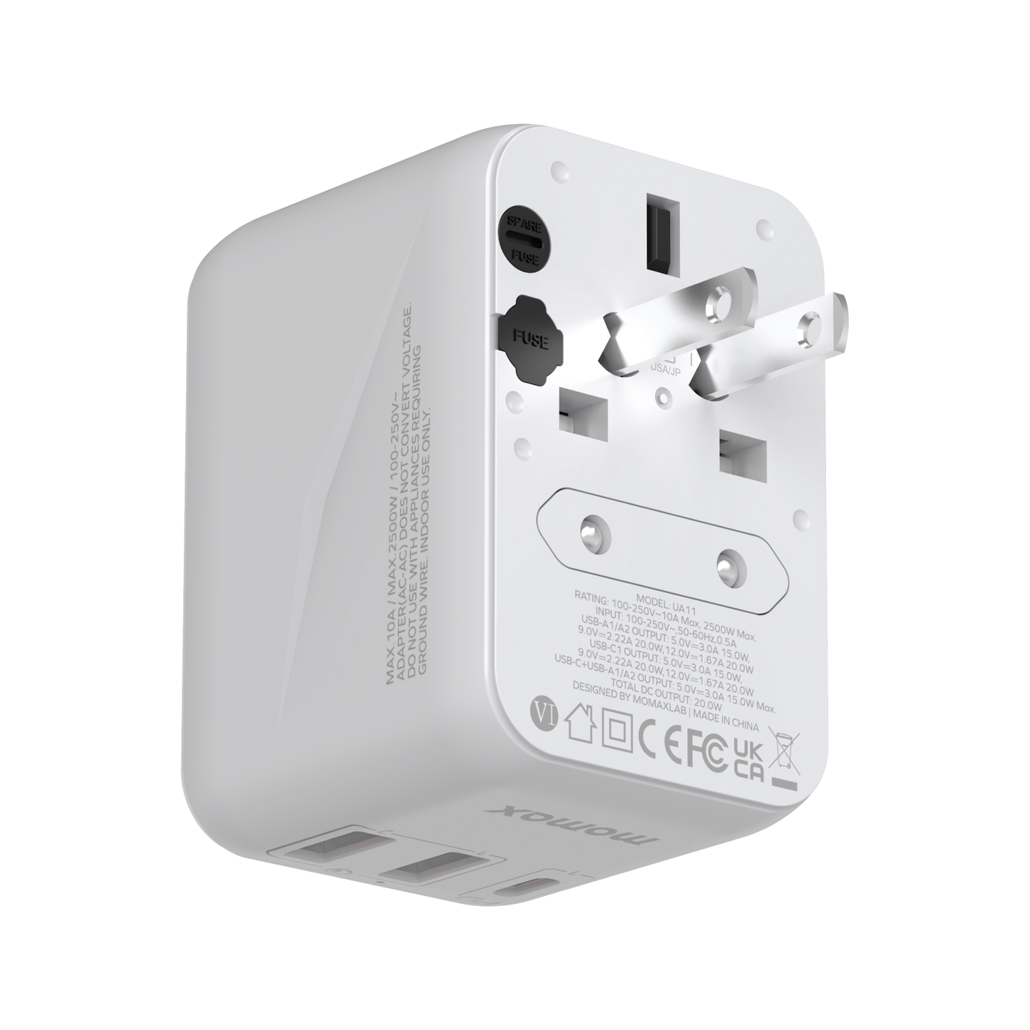 1-World 3-Port Travel Charger 20W