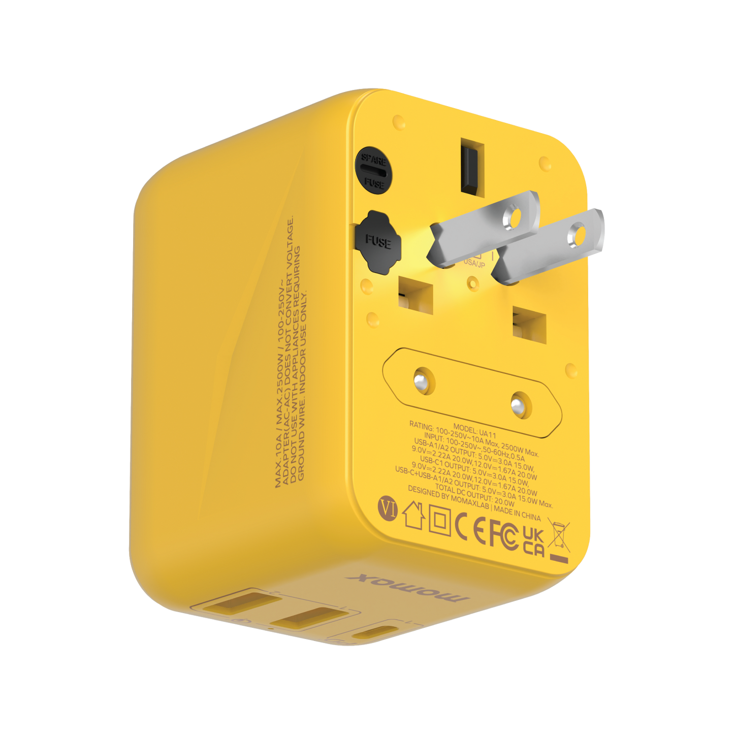 1-World 3-Port Travel Charger 20W