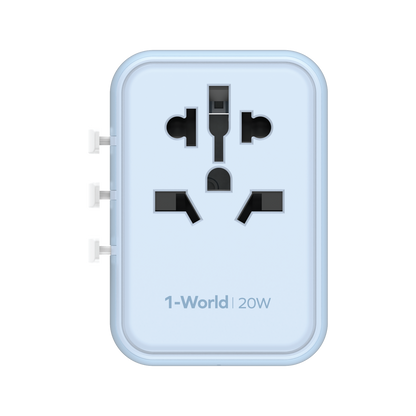 1-World 3-Port Travel Charger 20W